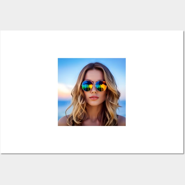 Woman with Mirrored sunglasses Wall Art by Colin-Bentham